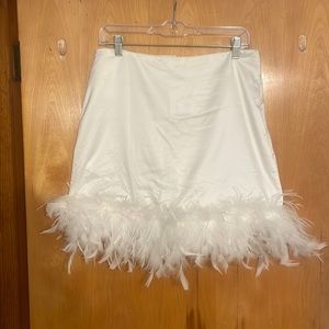 Bridal Bachelorette white feather skirt